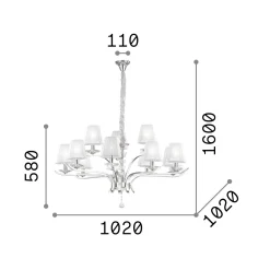 Ideal-Lux - Lampada a sospensione PEGASO SP12 , 102 x 102 x h83 cm,<Dmora Outlet