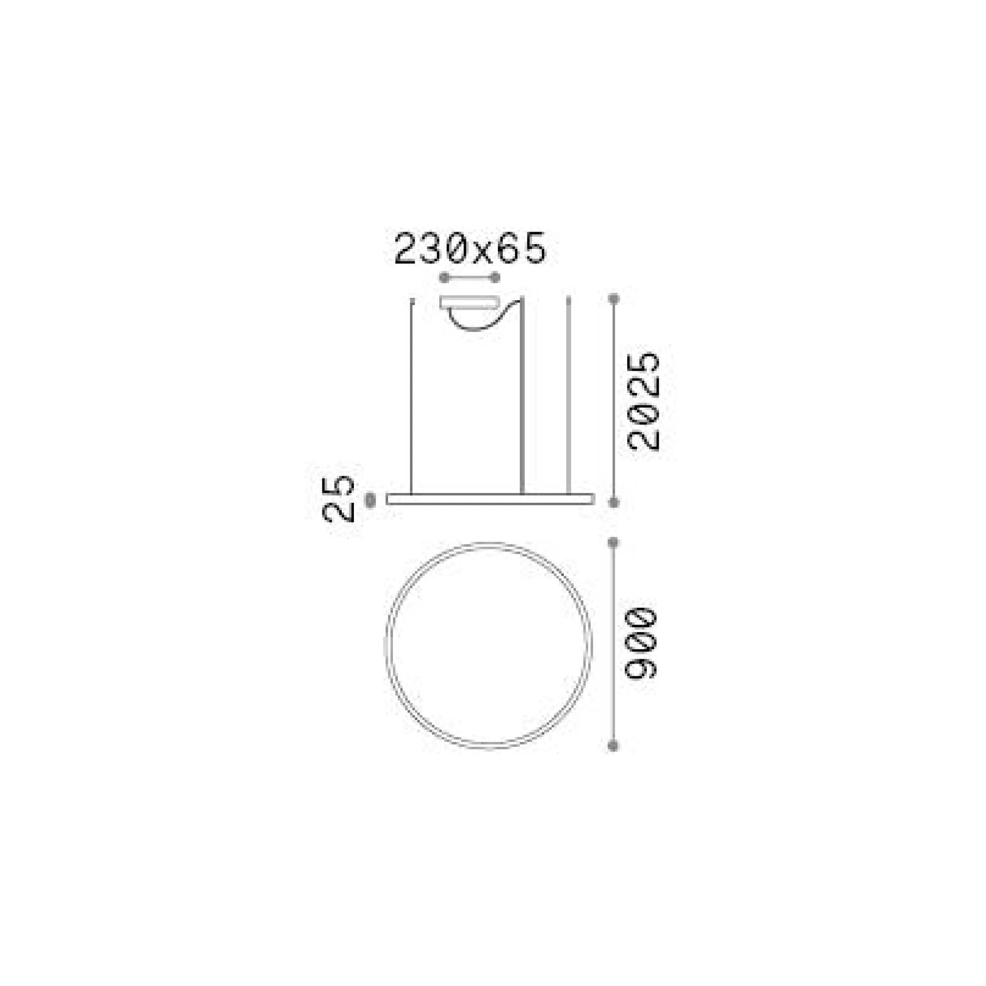Ideal-Lux - Lampada a sospensione ORACLE SLIM SP D090 ROUND 3000K ON-OFF BK, 90 x 90 x h28 cm,<Dmora Shop
