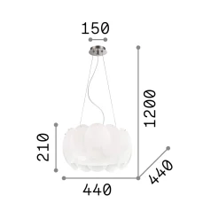 Ideal-Lux - Lampada a sospensione OVALINO SP5, 44 x 44 x h46 cm,<Dmora Clearance