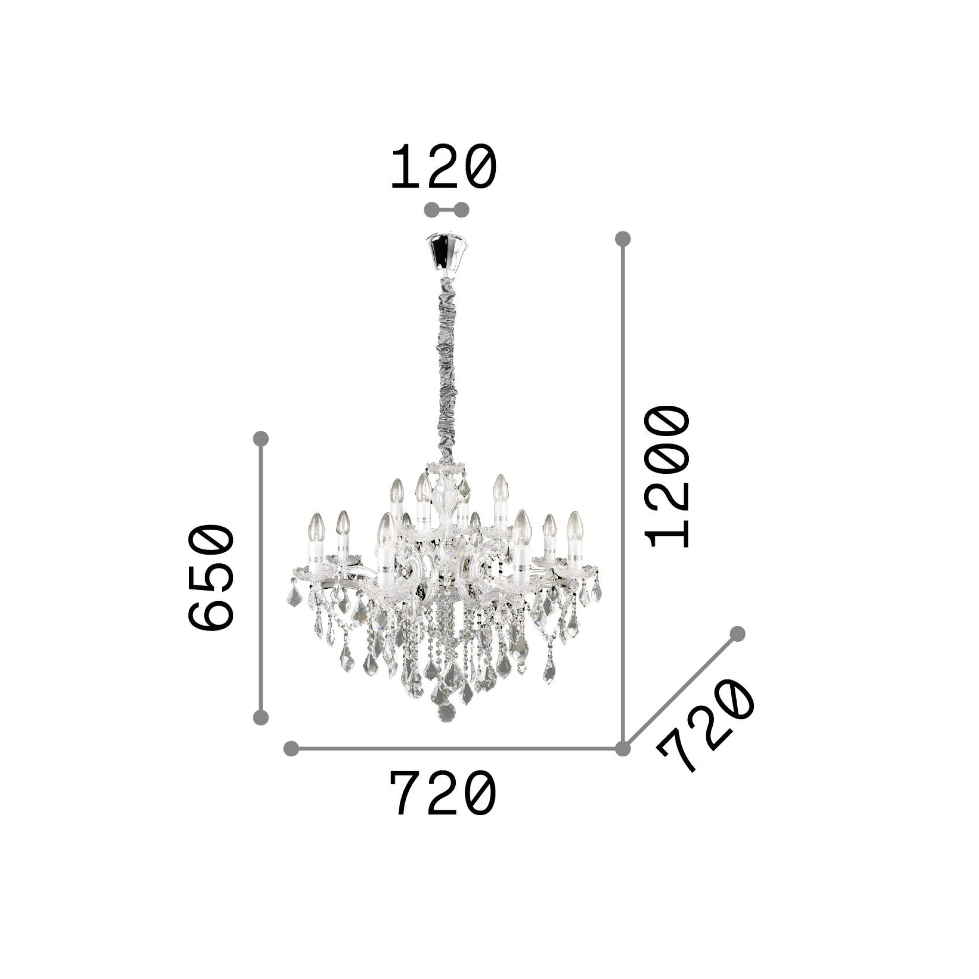 Ideal-Lux - Lampada a sospensione FLORIAN SP12 , 72 x 72 x h90 cm,<Dmora Best Sale