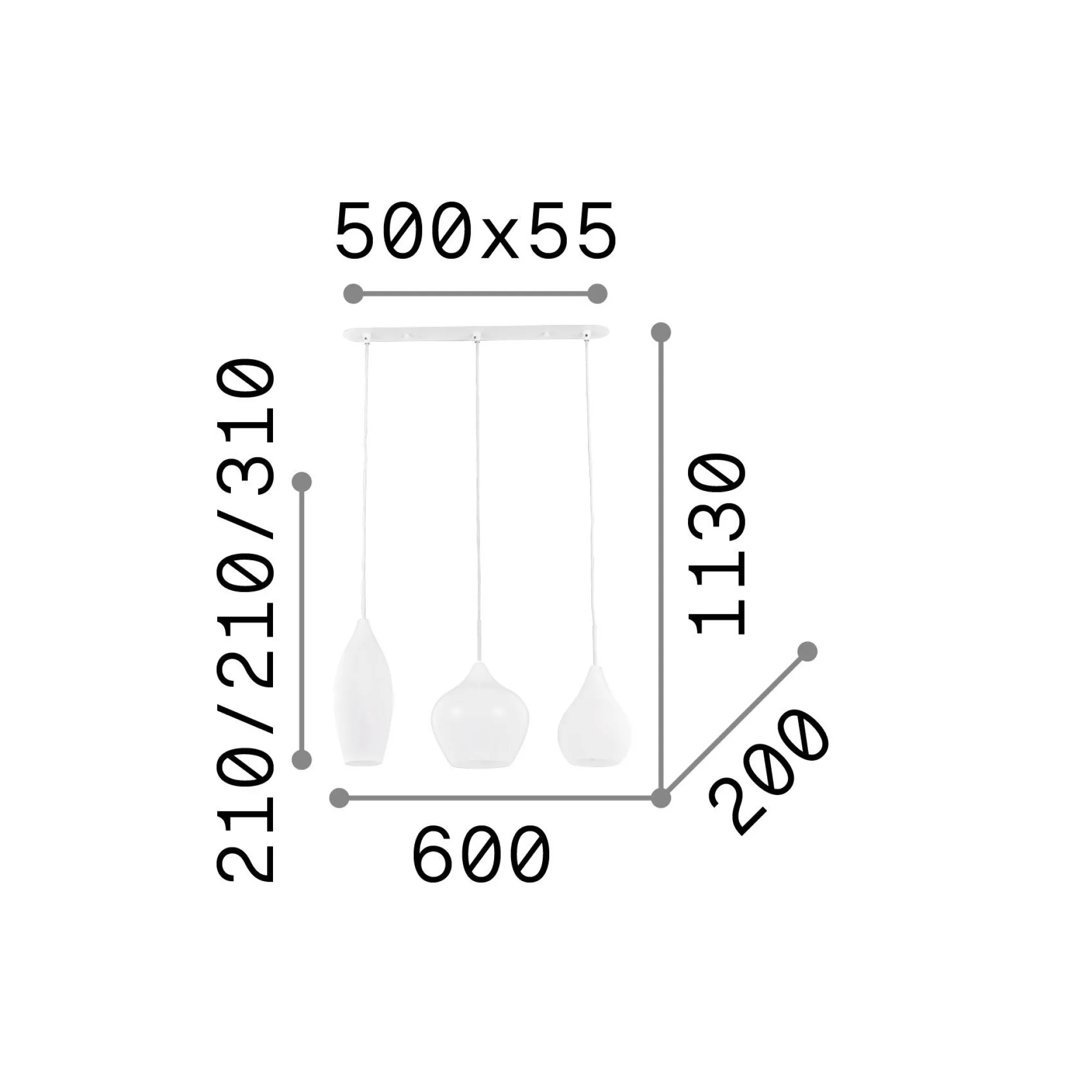 Ideal-Lux - Lampada a sospensione SOFT SP3 FUME', 60 x 20 x h56 cm,<Dmora Online