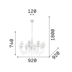 Ideal-Lux - Lampada a sospensione BLANCHE SP8 , 92 x 92 x h99 cm,<Dmora Flash Sale