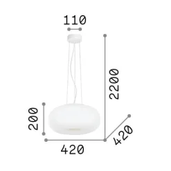 Ideal-Lux - Lampada a sospensione ULISSE SP3 D42, 42 x 42 x h45 cm,<Dmora Best