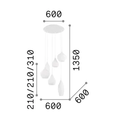 Ideal-Lux - Lampada a sospensione SOFT SP6 , 60 x 60 x h56 cm,<Dmora New