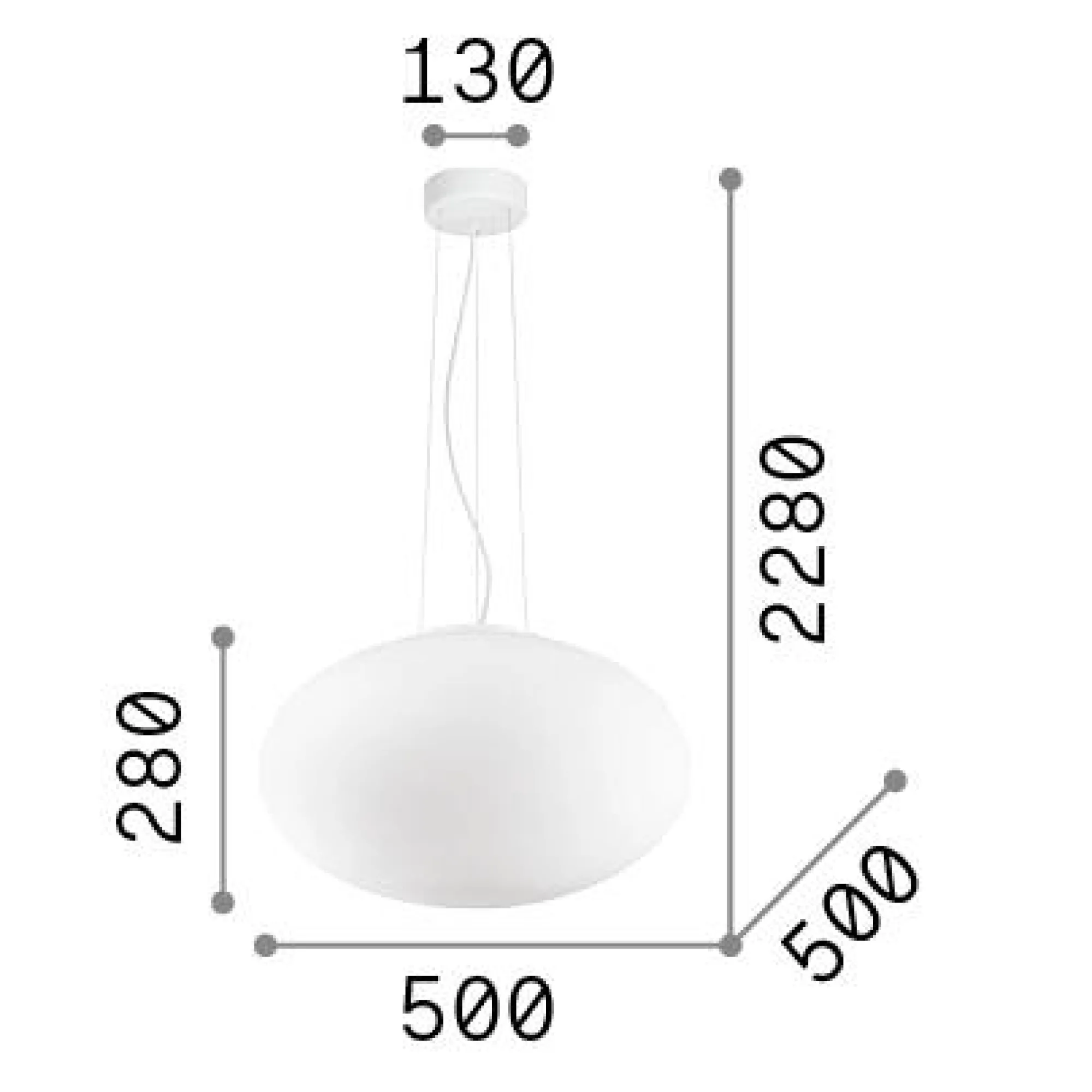 Ideal-Lux - Lampada a sospensione CANDY SP1 D50, 50 x 50 x h53 cm,<Dmora Store