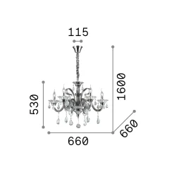 Ideal-Lux - Lampada a sospensione COLOSSAL SP6 , 66 x 66 x h78 cm,<Dmora Clearance
