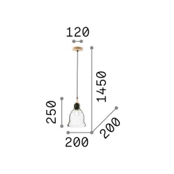 Ideal-Lux - Lampada a sospensione GRETEL SP1, 20 x 20 x h50 cm,<Dmora Cheap