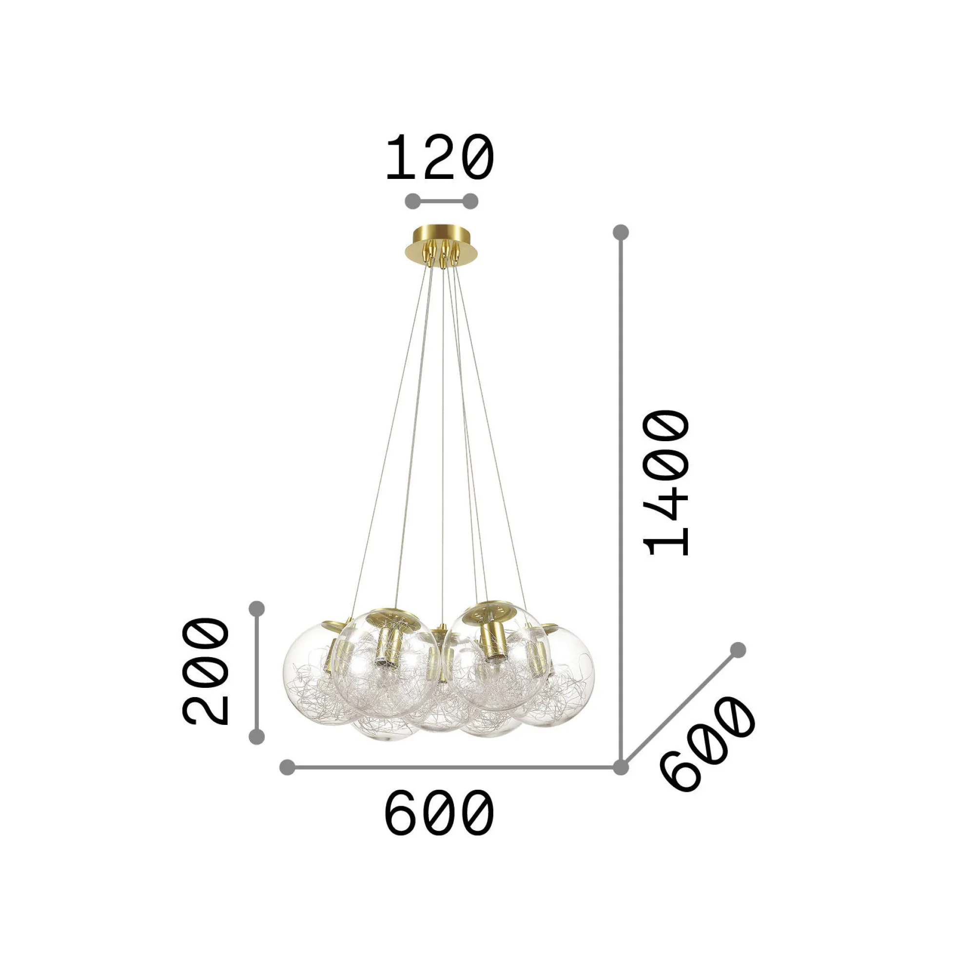 Ideal-Lux - Lampada a sospensione MAPA SAT SP7 , 60 x 60 x h45 cm,<Dmora Online