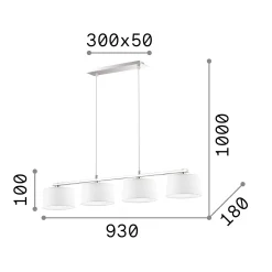 Ideal-Lux - Lampada a sospensione HILTON SP4 LINEAR, 93 x 18 x h35 cm,<Dmora Best
