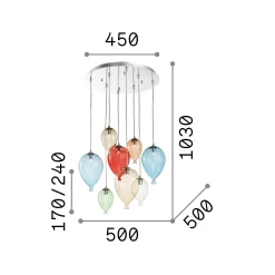Ideal-Lux - Lampada a sospensione CLOWN SP8 , 50 x 50 x h49 cm,<Dmora Cheap