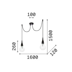 Ideal-Lux - Lampada a sospensione MINIMAL SP2 OPACO, 160 x 12 x h51 cm,<Dmora Discount