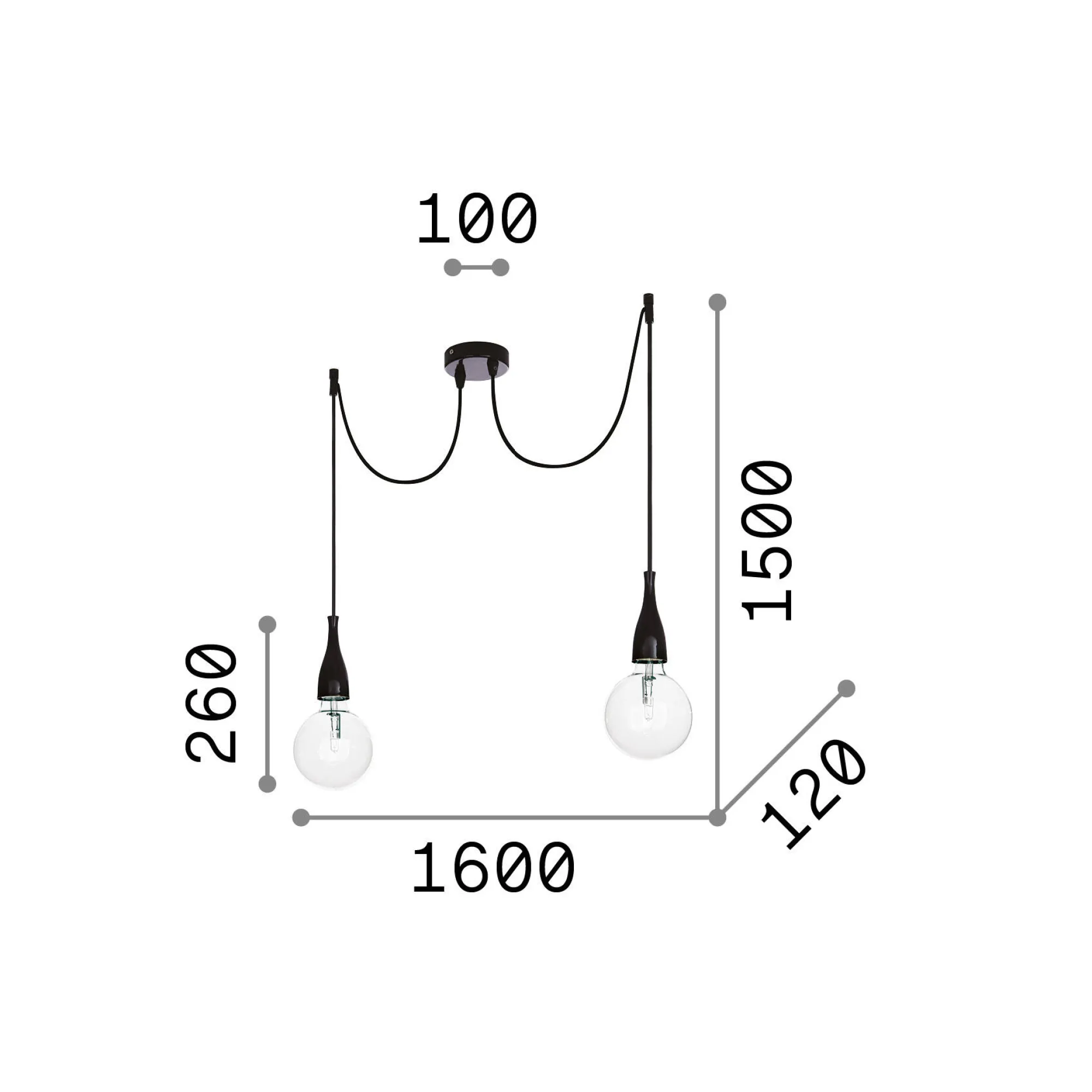 Ideal-Lux - Lampada a sospensione MINIMAL SP2 OPACO, 160 x 12 x h51 cm,<Dmora Discount