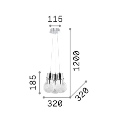 Ideal-Lux - Lampada a sospensione LUCE MAX SP3, 32 x 32 x h44 cm,<Dmora Best Sale