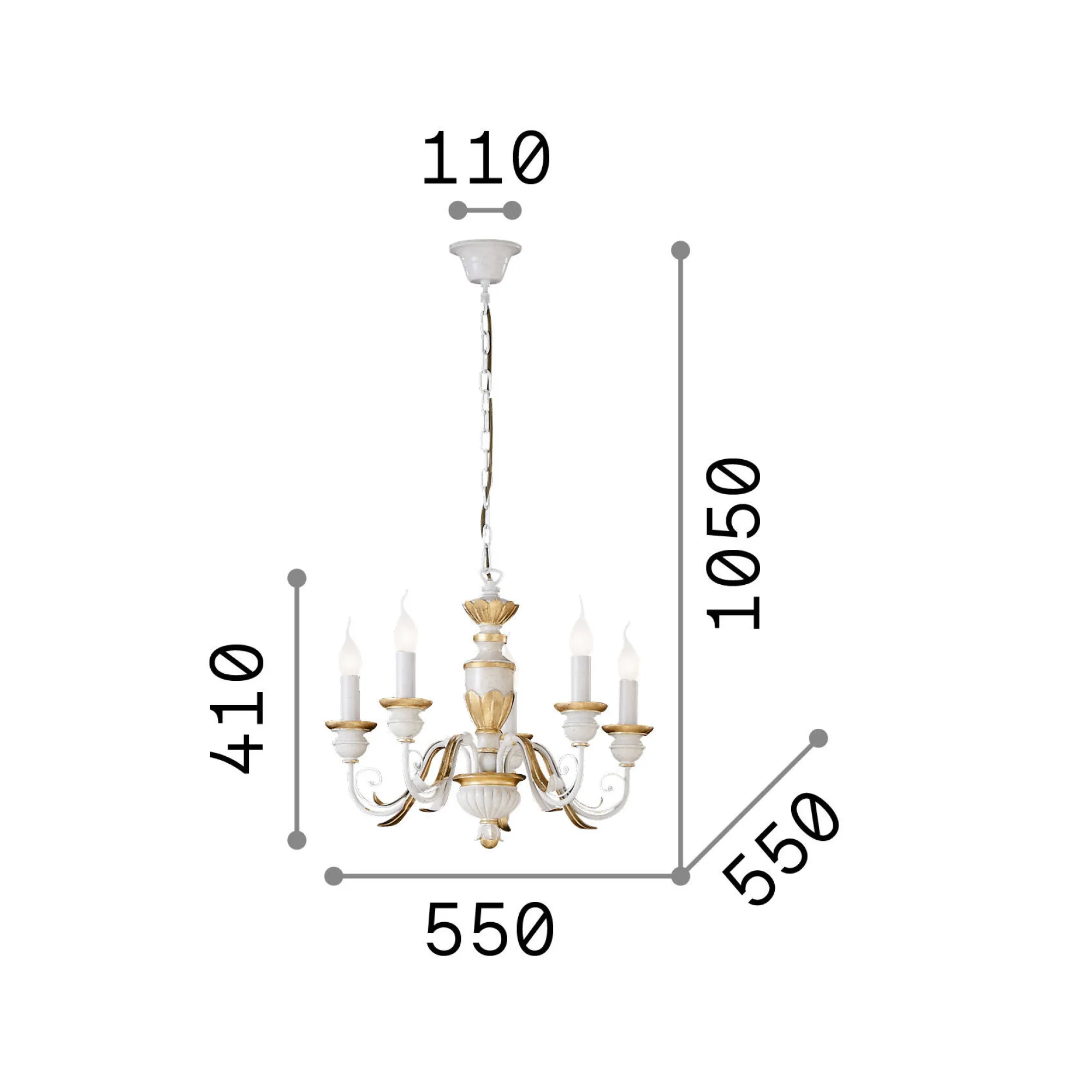 Ideal-Lux - Lampada a sospensione FIRENZE SP5 , 55 x 55 x h66 cm,<Dmora Sale