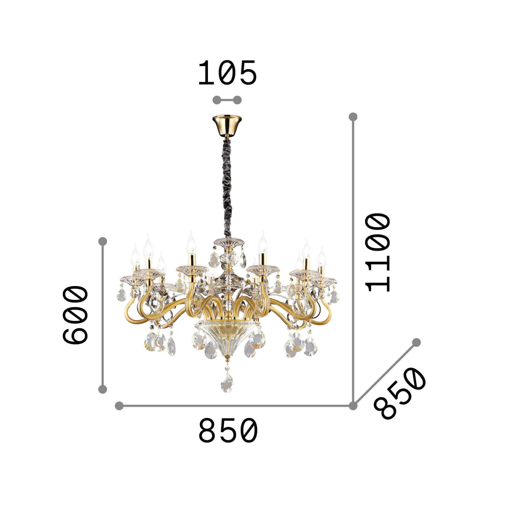 Ideal-Lux - Lampada a sospensione NEGRESCO SP10 , 85 x 85 x h85 cm,<Dmora Discount