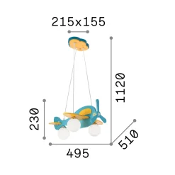 Ideal-Lux - Lampada a sospensione AVION SP3 , 50 x 51 x h48 cm,<Dmora Shop