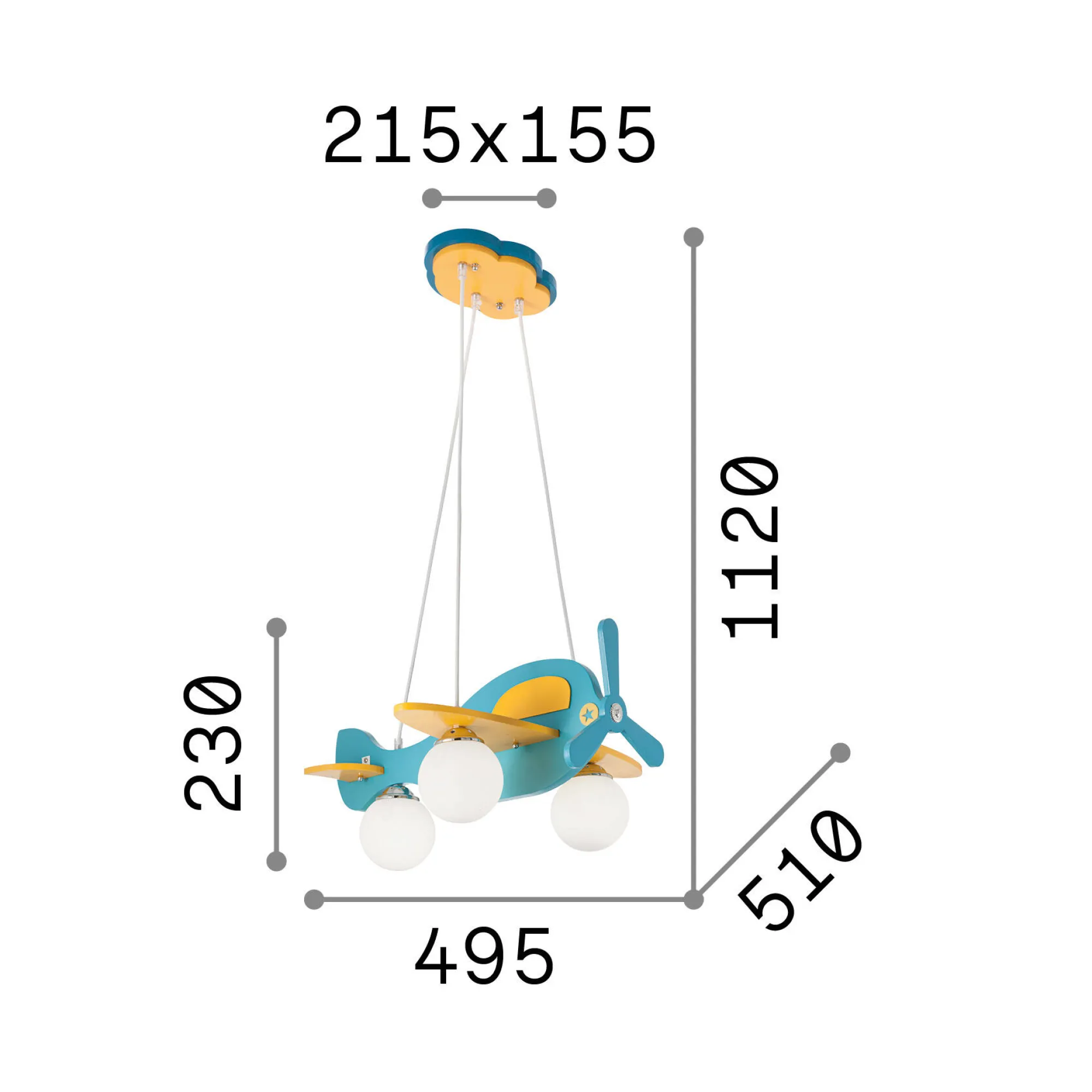 Ideal-Lux - Lampada a sospensione AVION SP3 , 50 x 51 x h48 cm,<Dmora Shop