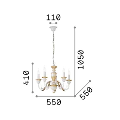 Ideal-Lux - Lampada a sospensione FIRENZE SP5 , 55 x 55 x h66 cm,<Dmora Shop