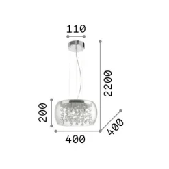 Ideal-Lux - Lampada a sospensione AUDI-80 SP5 FUME', 40 x 40 x h45 cm,<Dmora Hot
