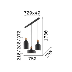 Ideal-Lux - Lampada a sospensione TRIADE SP3, 75 x 25 x h62 cm,<Dmora Fashion