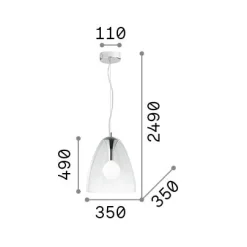 Ideal-Lux - Lampada a sospensione AUDI-20 SP1 , 35 x 35 x h74 cm,<Dmora Clearance