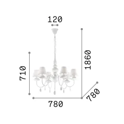 Ideal-Lux - Lampada a sospensione BLANCHE SP6 , 78 x 78 x h96 cm,<Dmora Store