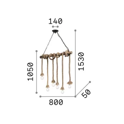 Ideal-Lux - Lampada a sospensione CANAPA SP6, 80 x 5 x h130 cm,<Dmora Best Sale