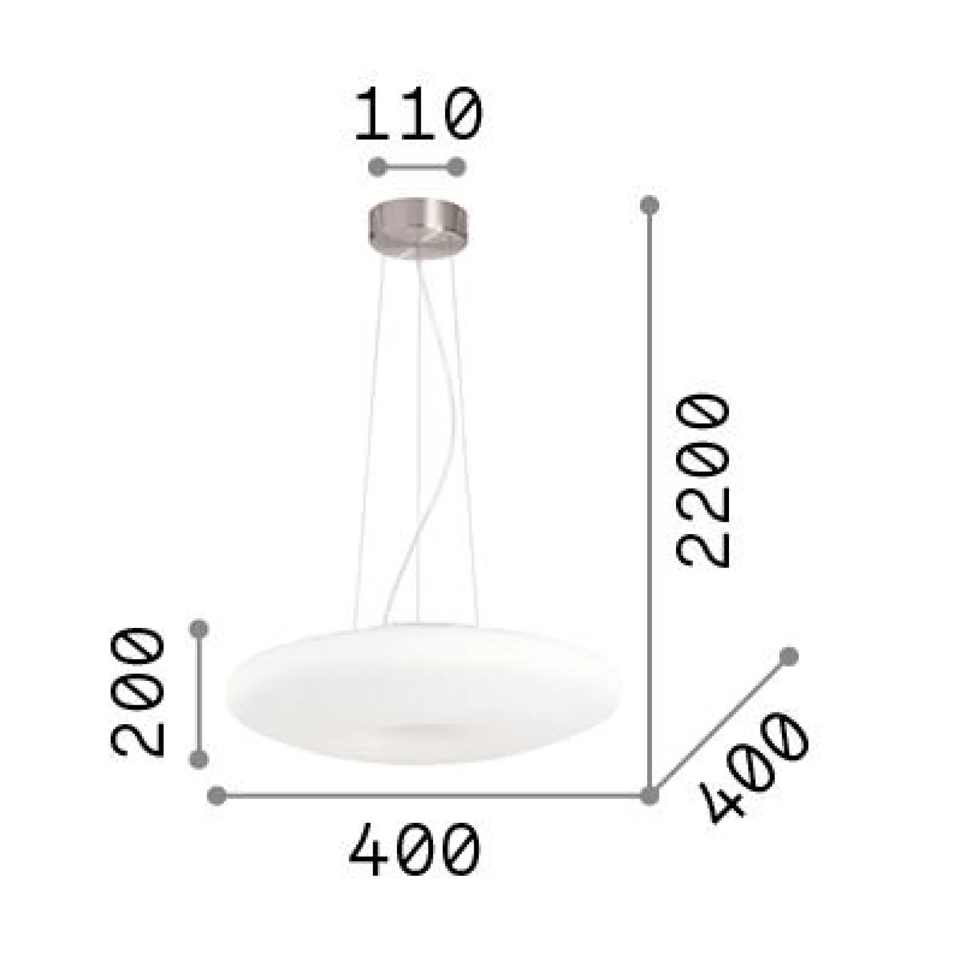 Ideal-Lux - Lampada a sospensione GLORY SP3 D40, 40 x 40 x h45 cm,<Dmora Store