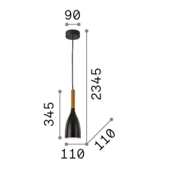 Ideal-Lux - Lampada a sospensione MANHATTAN SP1 , 11 x 11 x h60 cm,<Dmora Shop