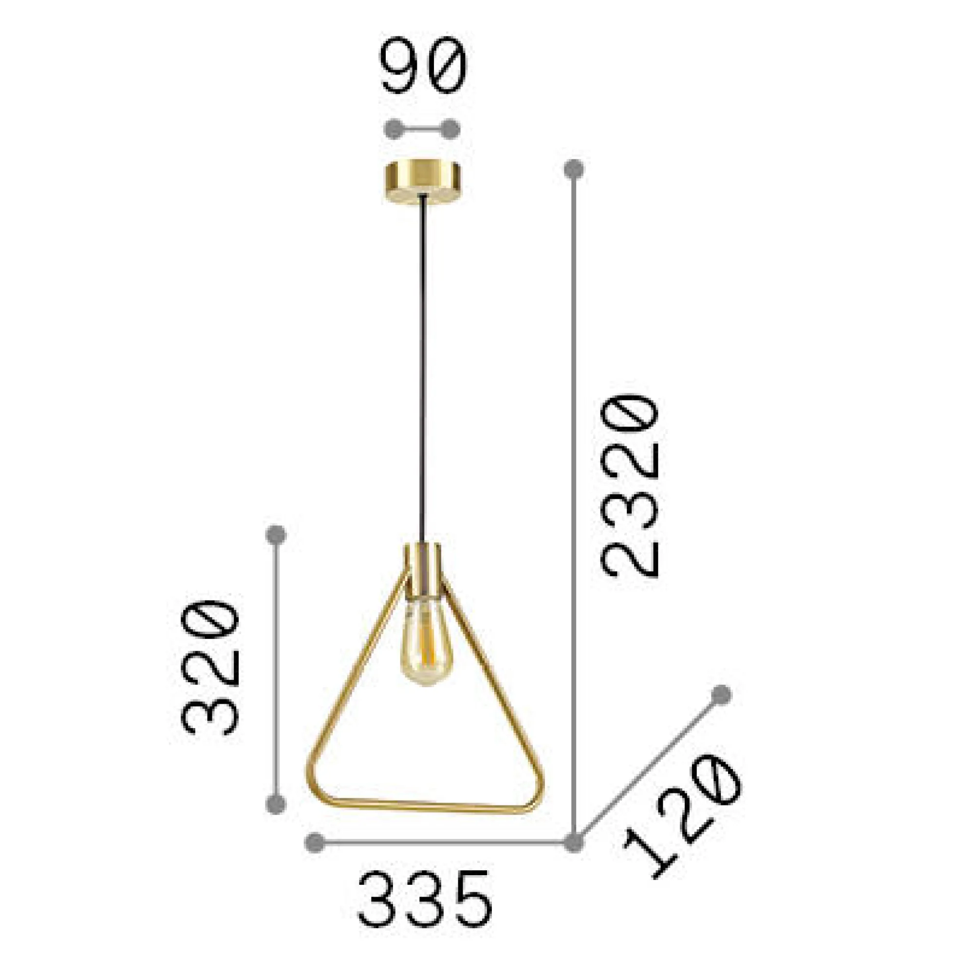 Ideal-Lux - Lampada a sospensione ABC SP1 TRIANGLE, 34 x 12 x h57 cm,<Dmora Fashion