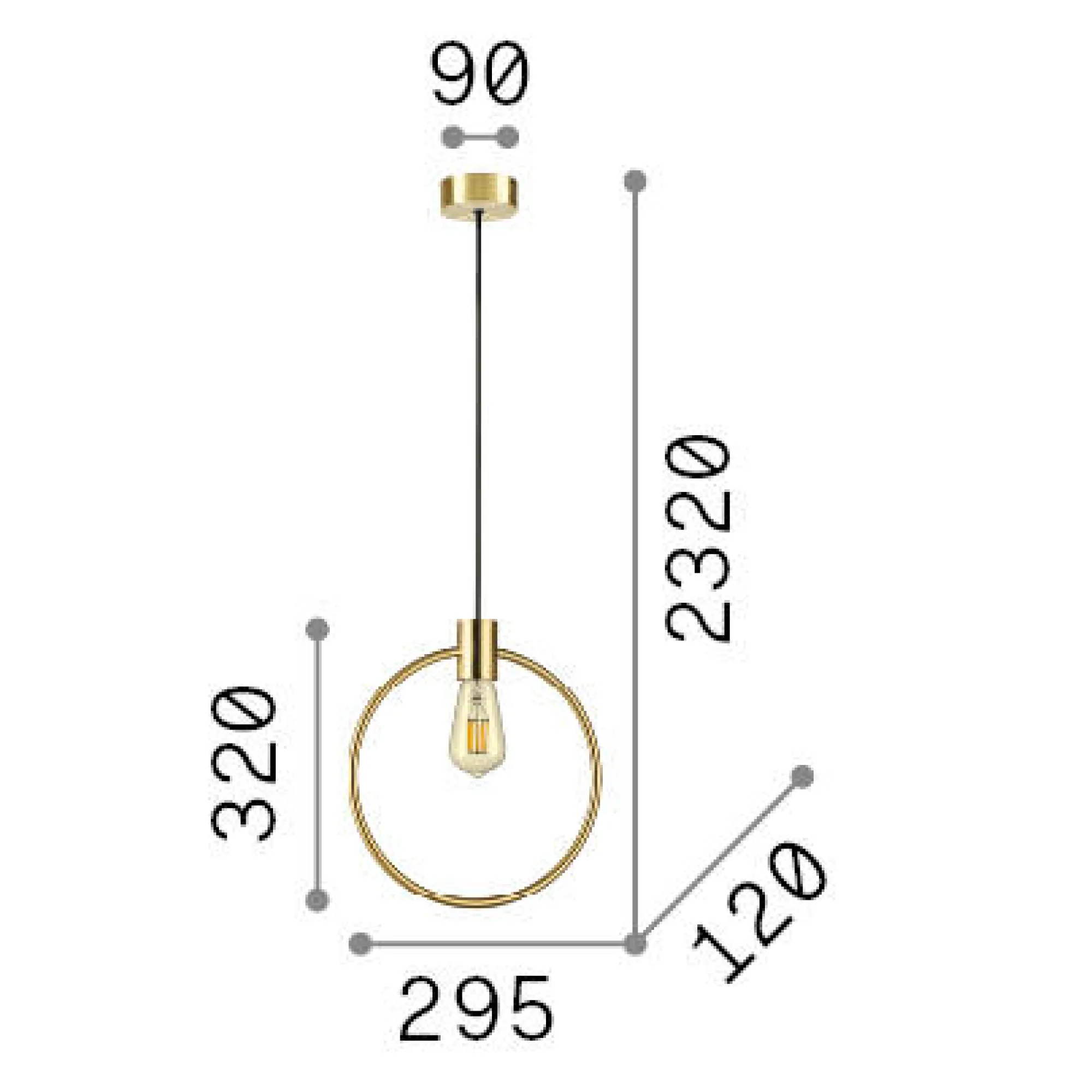 Ideal-Lux - Lampada a sospensione ABC SP1 ROUND, 30 x 12 x h57 cm,<Dmora Sale
