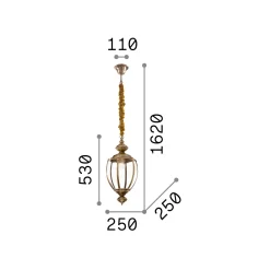 Ideal-Lux - Lampada a sospensione NORMA SP1 BRUNITO, 25 x 25 x h78 cm,<Dmora Sale