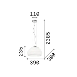 Ideal-Lux - Lampada a sospensione KARMA SP1 SMALL, 39 x 39 x h49 cm,<Dmora Hot