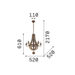 Ideal-Lux - Lampada a sospensione MILLENNIUM SP5, 52 x 52 x h86 cm,<Dmora New