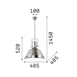 Ideal-Lux - Lampada a sospensione FISHERMAN SP1 , 49 x 49 x h77 cm,<Dmora Clearance