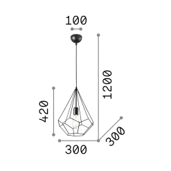 Ideal-Lux - Lampada a sospensione AMPOLLA-3 SP1 , Made in Italy, 30 x 30 x h67 cm,<Dmora Best Sale