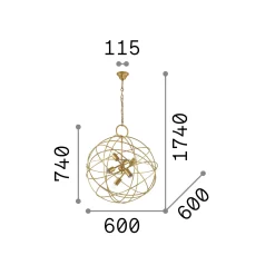 Ideal-Lux - Lampada a sospensione KONSE SP6, 60 x 60 x h99 cm,<Dmora Outlet