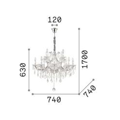 Ideal-Lux - Lampada a sospensione NAPOLEON SP12 , 74 x 74 x h88 cm,<Dmora Discount