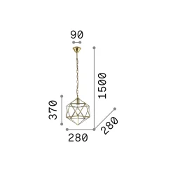 Ideal-Lux - Lampada a sospensione DECA SP1 SMALL, 28 x 28 x h62 cm,<Dmora Outlet