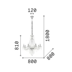 Ideal-Lux - Lampada a sospensione AMADEUS SP8, 80 x 80 x h106 cm,<Dmora New