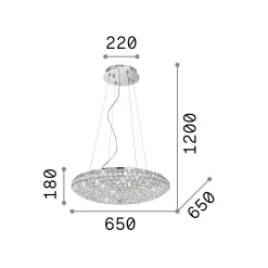 Ideal-Lux - Lampada a sospensione KING SP12 , 65 x 65 x h43 cm,<Dmora Fashion