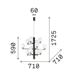 Ideal-Lux - Lampada a sospensione COPERNICO SP12 , 71 x 71 x h84 cm,<Dmora Shop