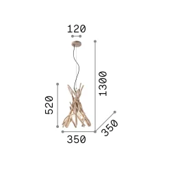 Ideal-Lux - Lampada a sospensione DRIFTWOOD SP1, 35 x 35 x h77 cm,<Dmora Clearance