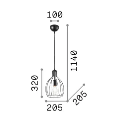 Ideal-Lux - Lampada a sospensione AMPOLLA-2 SP1 , Made in Italy, 21 x 21 x h57 cm,<Dmora Flash Sale