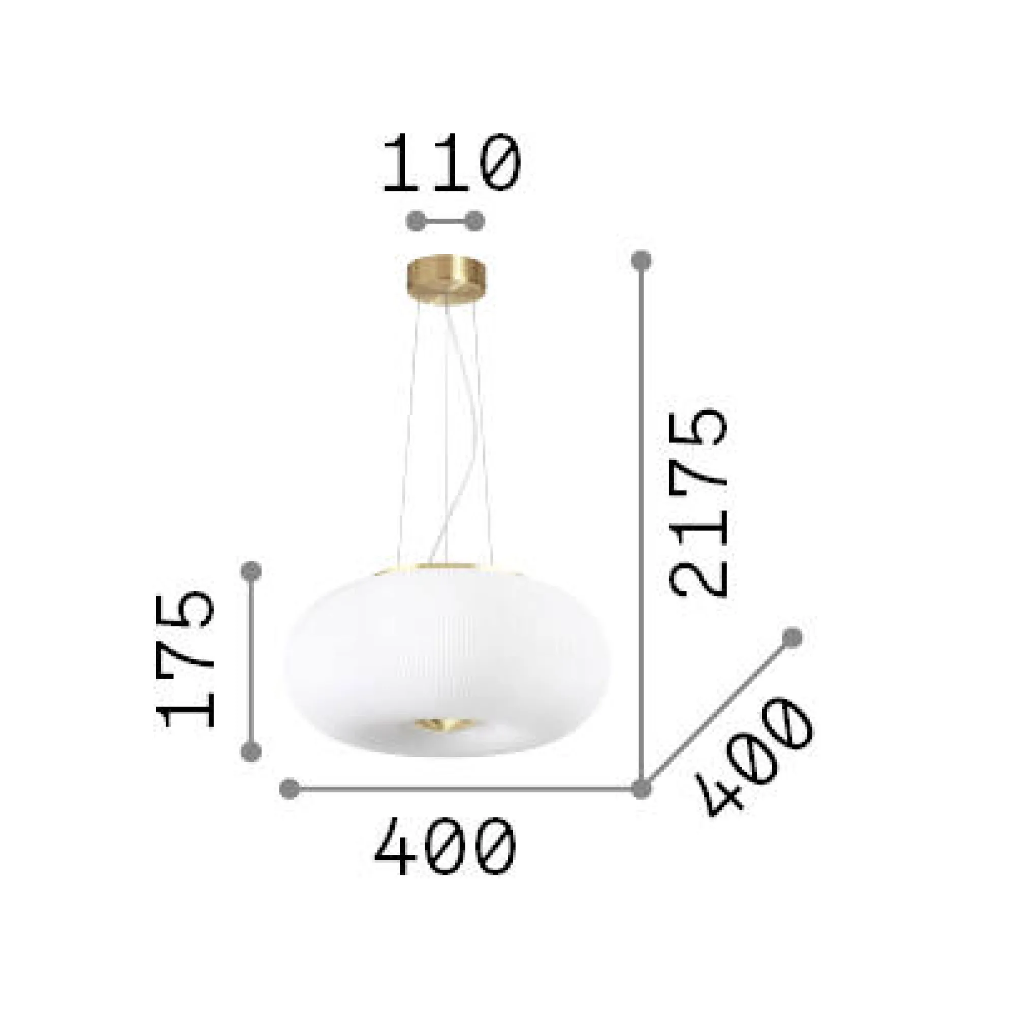 Ideal-Lux - Lampada a sospensione ARIZONA SP3, 40 x 40 x h43 cm,<Dmora Fashion