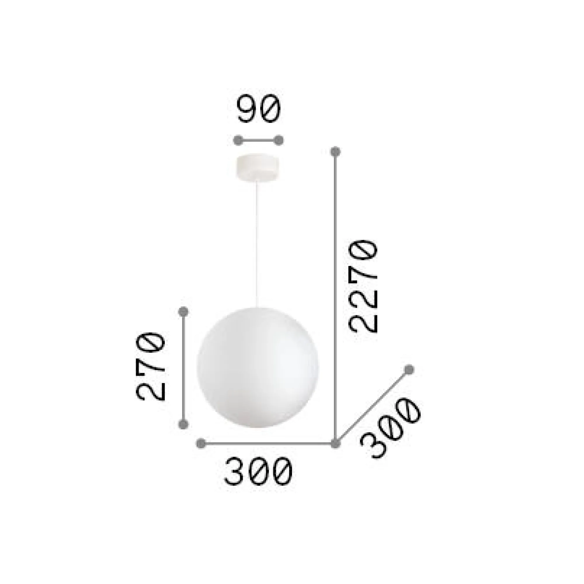 Ideal-Lux - Lampada a sospensione CARTA SP1 D30, 30 x 30 x h52 cm,<Dmora Best