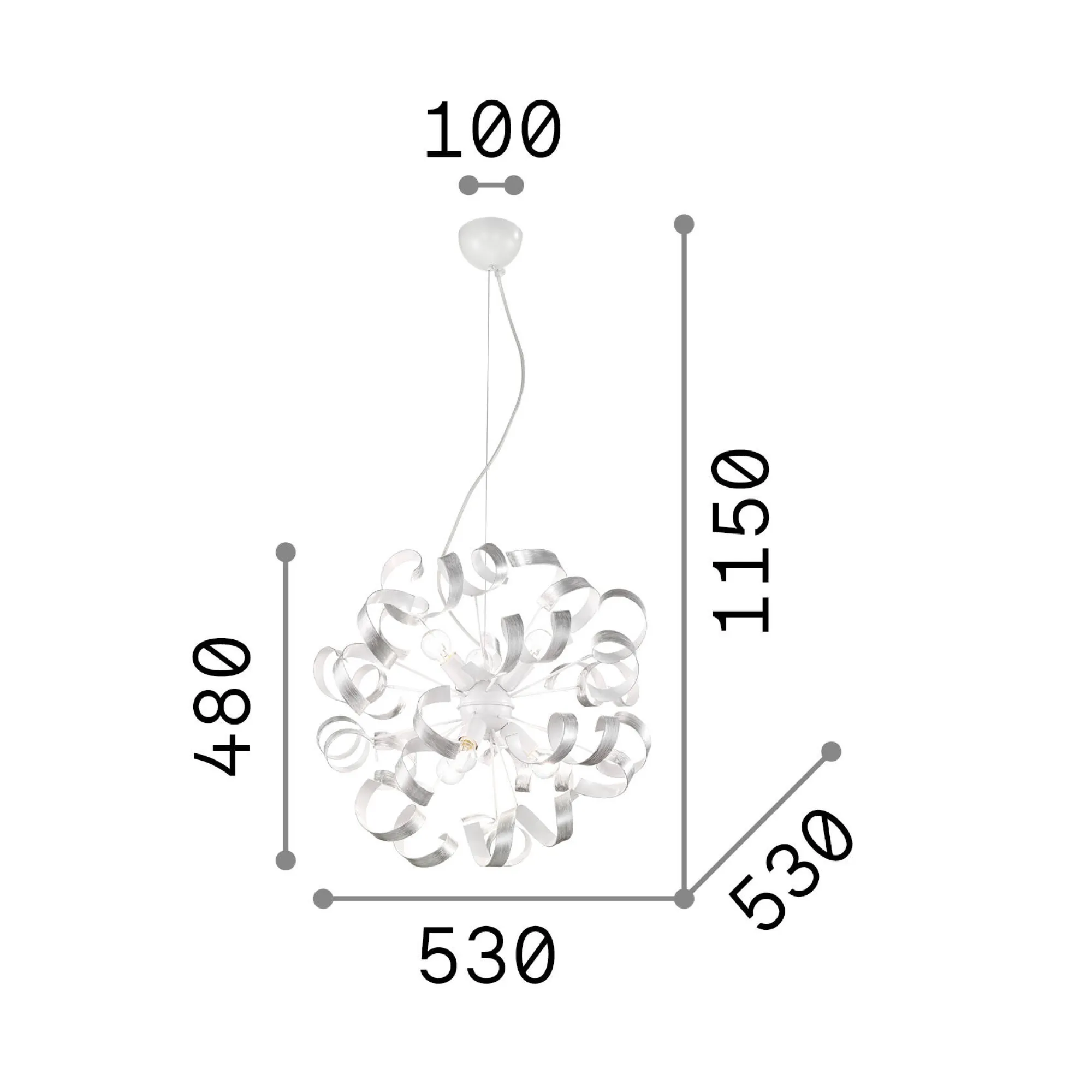 Ideal-Lux - Lampada a sospensione VORTEX SP6 , Made in Italy, 53 x 53 x h73 cm,<Dmora Outlet
