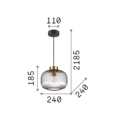 Ideal-Lux - Lampada a sospensione MINT-2 SP1 FUME', 24 x 24 x h44 cm,<Dmora Flash Sale