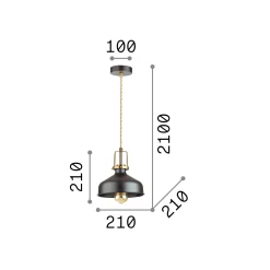 Ideal-Lux - Lampada a sospensione ERIS-1 SP1 , 21 x 21 x h46 cm,<Dmora Clearance