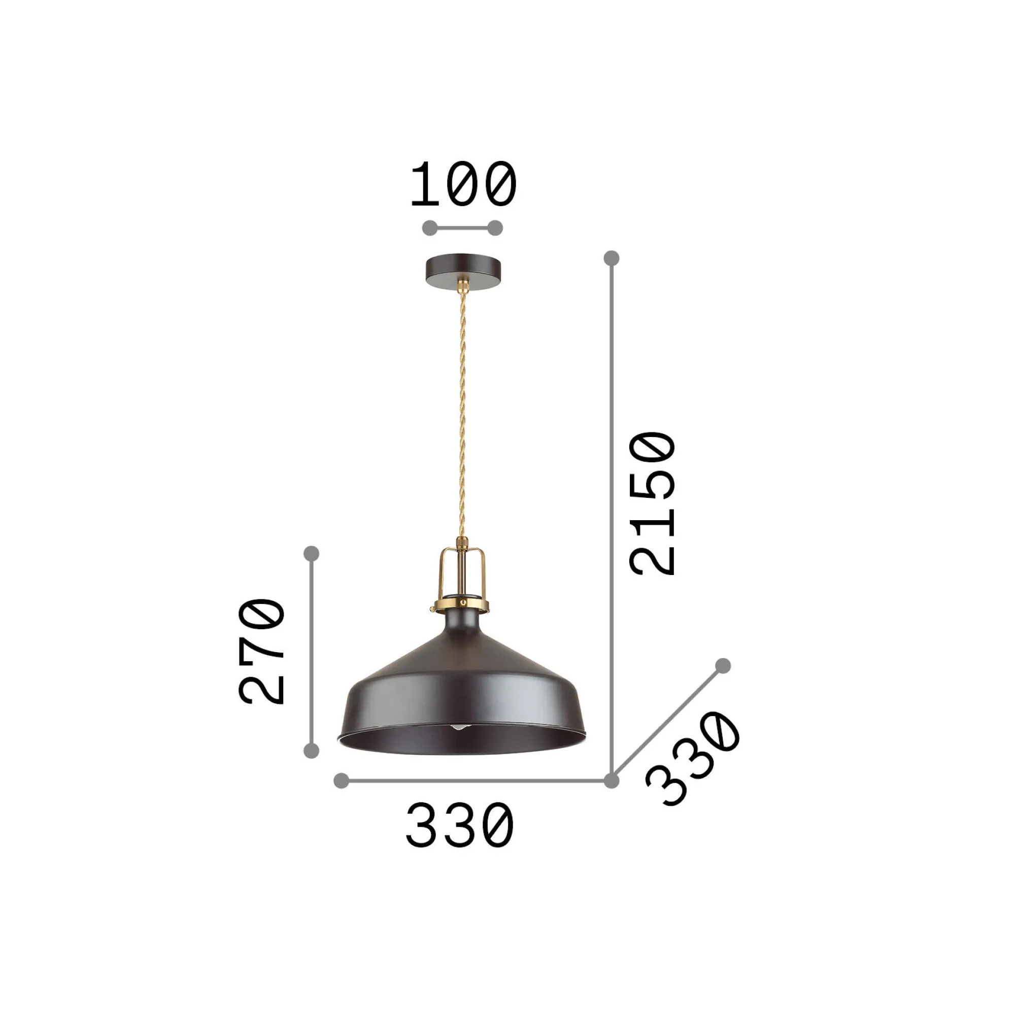 Ideal-Lux - Lampada a sospensione ERIS-2 SP1 , 33 x 33 x h52 cm,<Dmora Sale